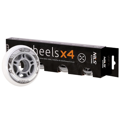 White PU Skate Wheels, 76x24mm, 82A, Set of 4