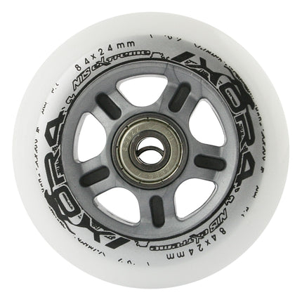 White PU Skate Wheels, 84x24mm, 82A, Set of 4