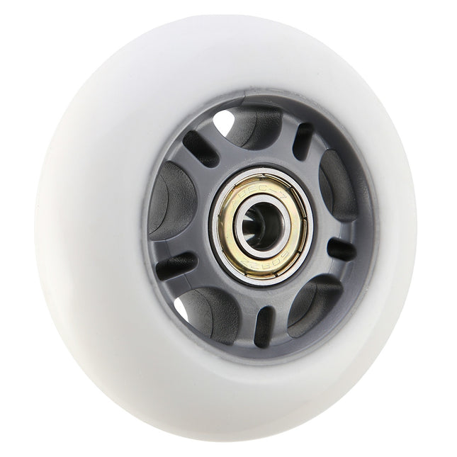 White PU Skateboard Wheels 72x24 82A, ABEC-7 Bearings Set