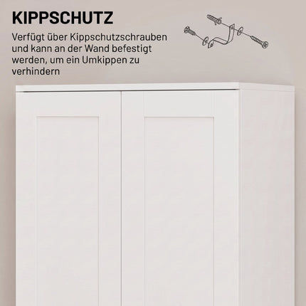 White Pantry Cabinet with Adjustable Shelves, 175 cm