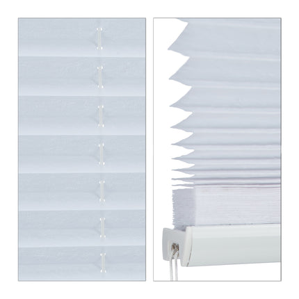 White Pleated No-Drill Blinds, Semi-Transparent Shades