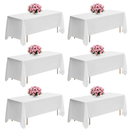 White Polyester Rectangle Tablecloths, 70x120, 6-Pack