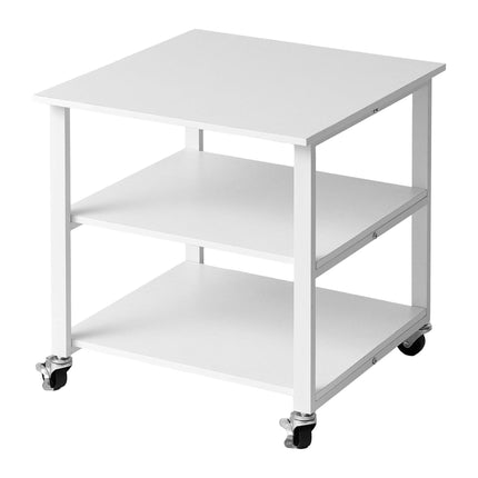 White Printer Stand with Castors – 3-Tier, Under-Desk