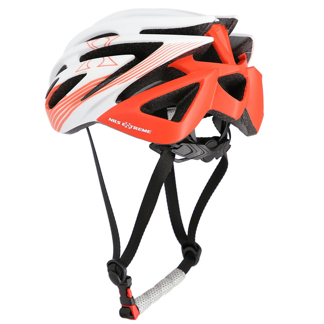 White-Red Bike Helmet, Size M (53-58 cm)
