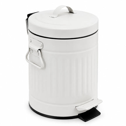 White Retro 3L Bathroom Pedal Bin with Soft-Close Lid