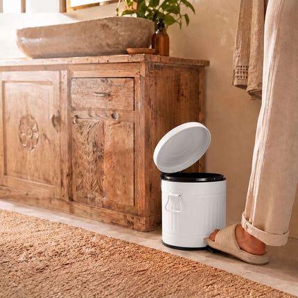White Retro 3L Bathroom Pedal Bin with Soft-Close Lid