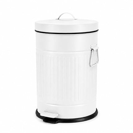 White Retro Pedal Bin, 20L Capacity, Soft-Close Lid