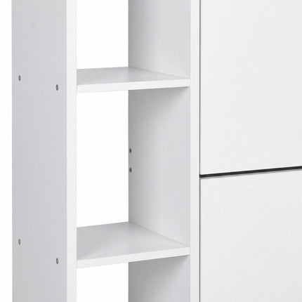 White Shoe Cabinet with 2 Flaps – Compact Hallway Storage