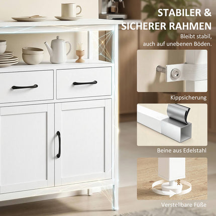 White Sideboard with Adjustable Shelves and 3 Drawers