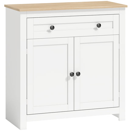 White Sideboard with Drawer and Adjustable Shelf, 78.5x35x80 cm