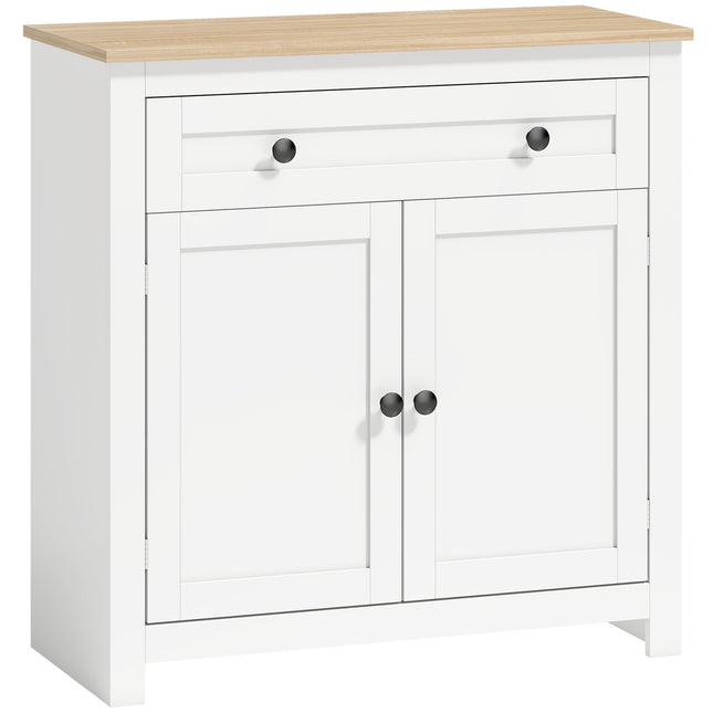 White Sideboard with Drawer and Adjustable Shelf, 78.5x35x80 cm