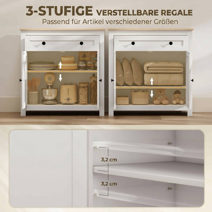 White Sideboard with Drawer and Adjustable Shelf, 78.5x35x80 cm