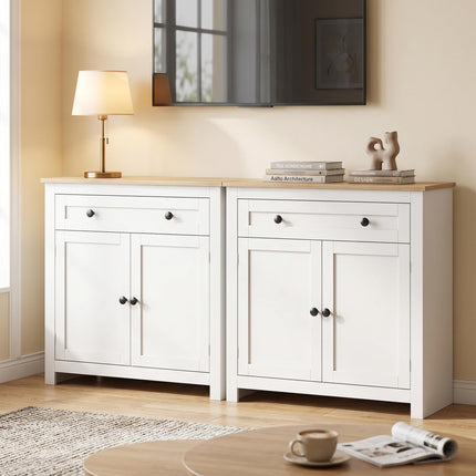 White Sideboard with Drawer and Adjustable Shelf, 78.5x35x80 cm