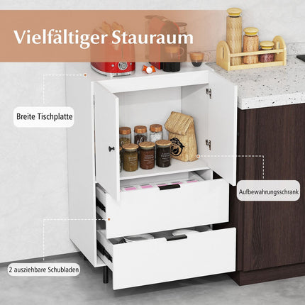 White Sideboard with Metal Legs, Drawers & Doors, 60x41.5x102 cm