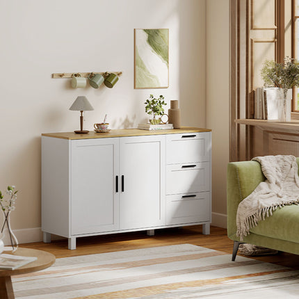 White Sideboard with Soft-Close Doors and 3 Drawers