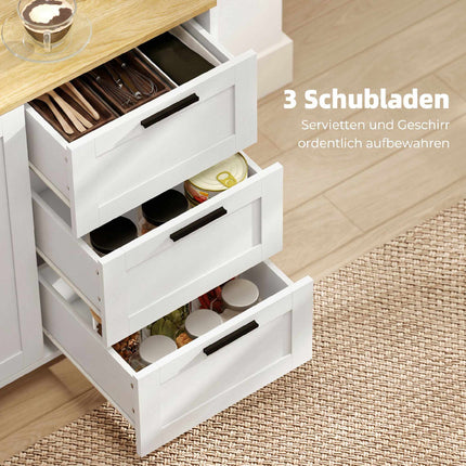 White Sideboard with Soft-Close Doors and 3 Drawers