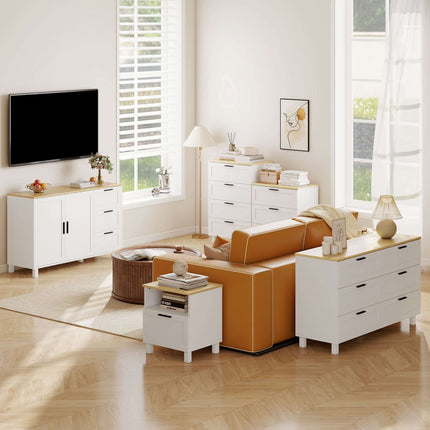 White Sideboard with Soft-Close Doors and 3 Drawers