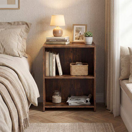 White Square Sofa Side Table with Open Storage Shelves