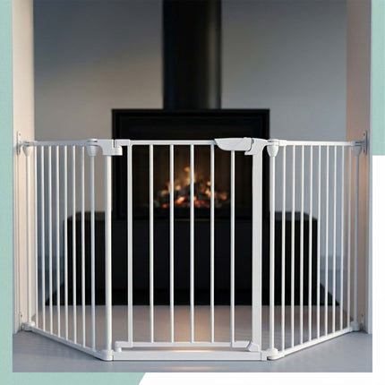 White Steel Safety Gate, Adjustable 85–180 cm