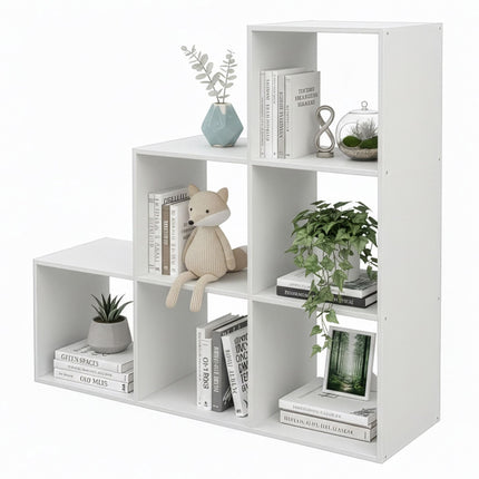 White Tiered Shelf, 6 Compartments, 97.5x97.5x29 cm