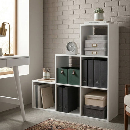 White Tiered Shelf, 6 Compartments, 97.5x97.5x29 cm