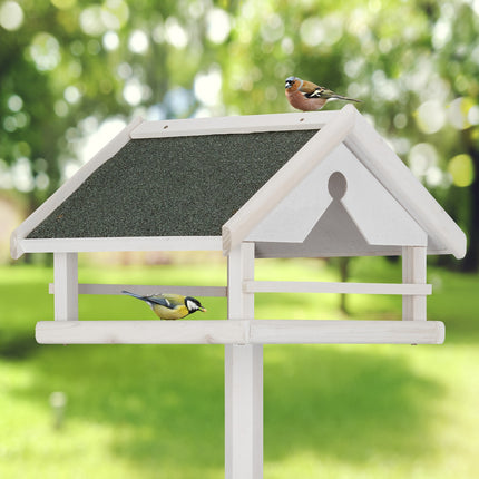White bird table on post