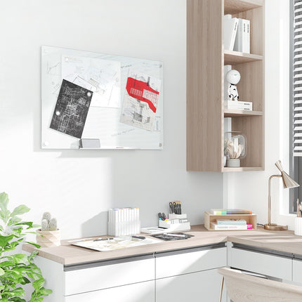Whiteboard glass board, easel, shelf, 90x60Cm, 4 pens