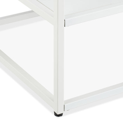 White coffee table with glass top