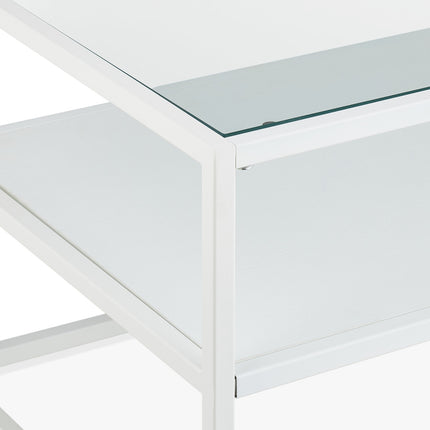 White coffee table with glass top