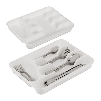 White cutlery tray set of 2