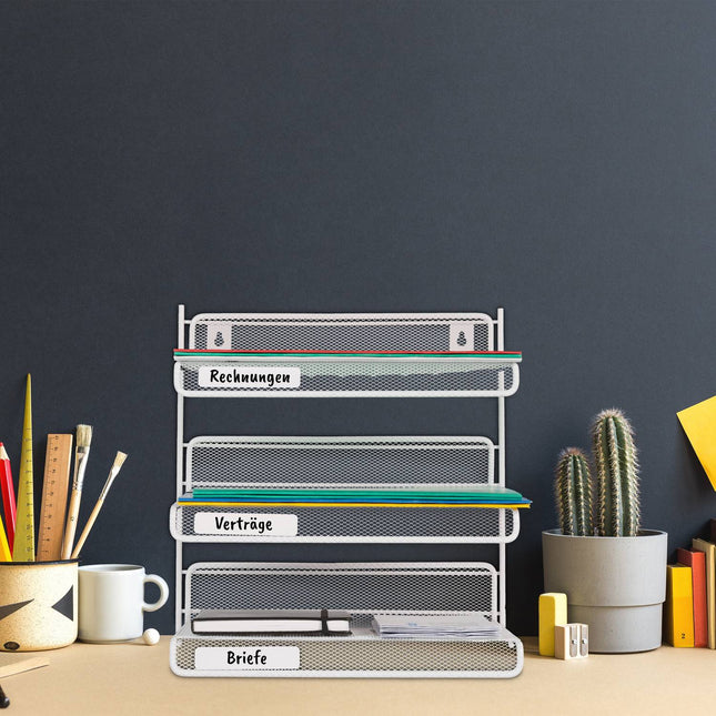 White document holder with 3 compartments