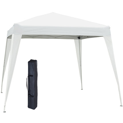 White folding pavilion tent in steel with carrying bag, 2.4x2.4M