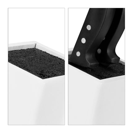White knife block with straw
