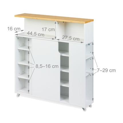 White niche cabinet with bamboo surface
