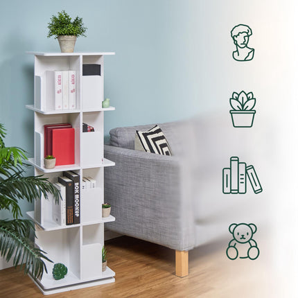 White rotating bookcase