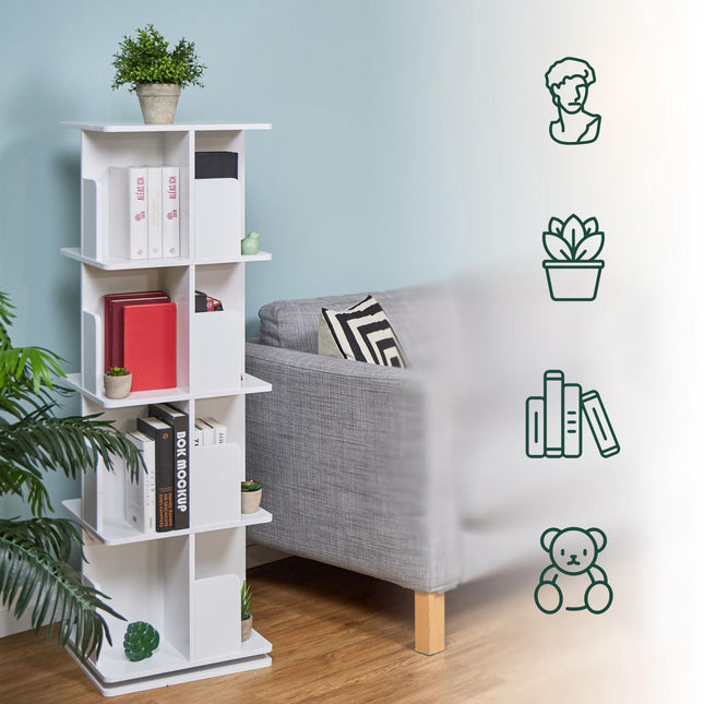 White rotating bookcase