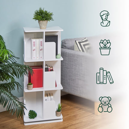 White rotating bookcase