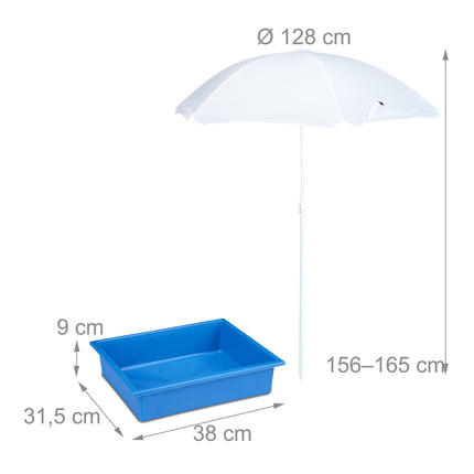 White seating area for children Wood with parasol