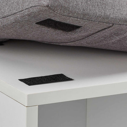 White shoe bench with 10 compartments