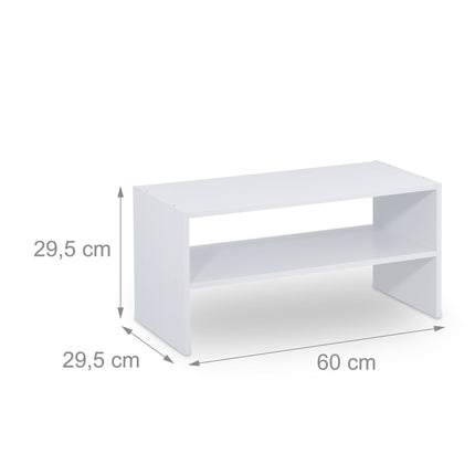 White shoe shelf with 2 shelves