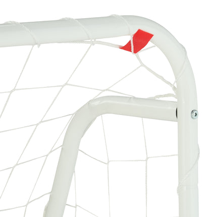 White soccer goal with steel frame