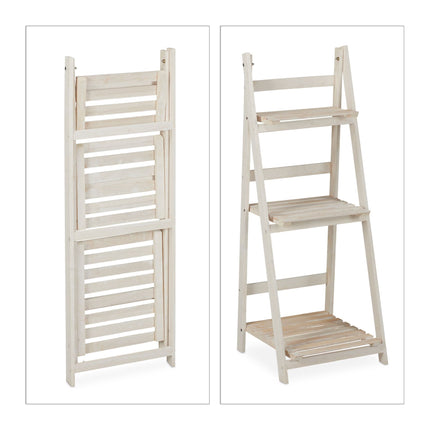 White stairs with wooden flowers