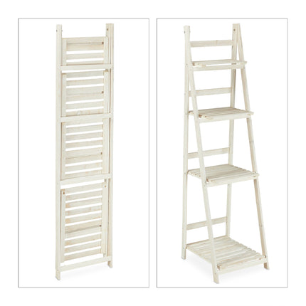 White stairs with wooden flowers