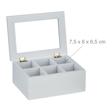 White tea box with 6 compartments