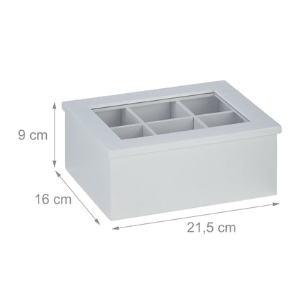 White tea box with 6 compartments