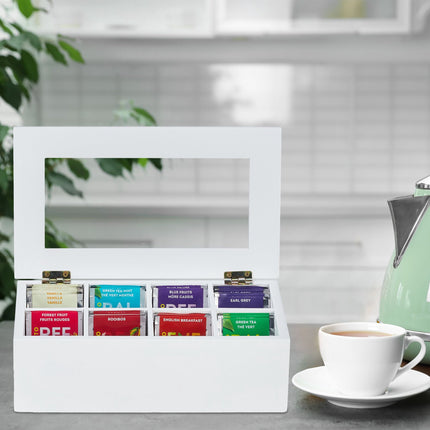 White tea box with 8 compartments