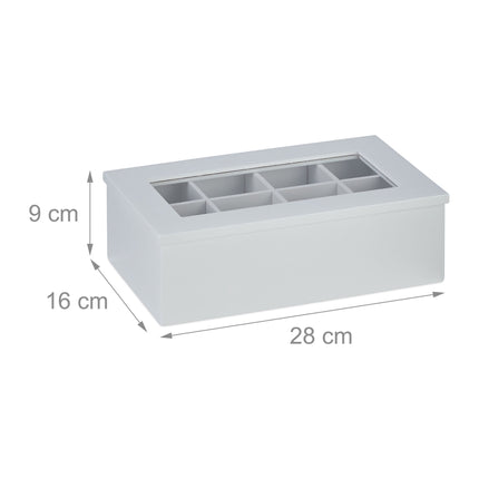White tea box with 8 compartments