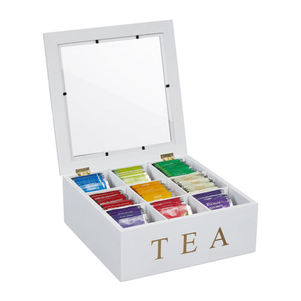 White tea box with 9 compartments