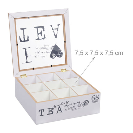 White tea box with 9 compartments