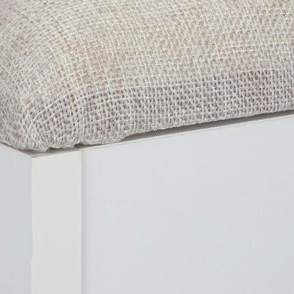 White upholstered shoe bench